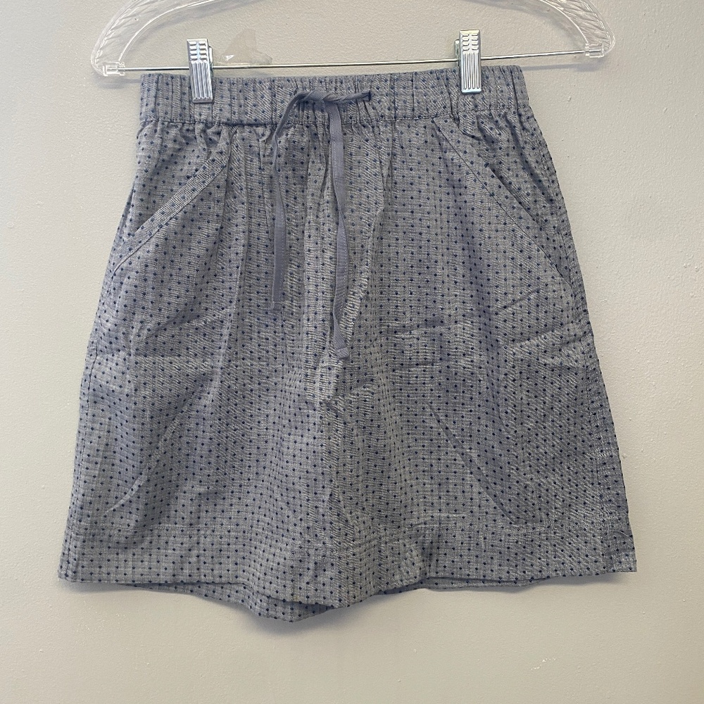 Merona Size XS Blue Swiss Dot Mini Skirt Pockets Drawstring
